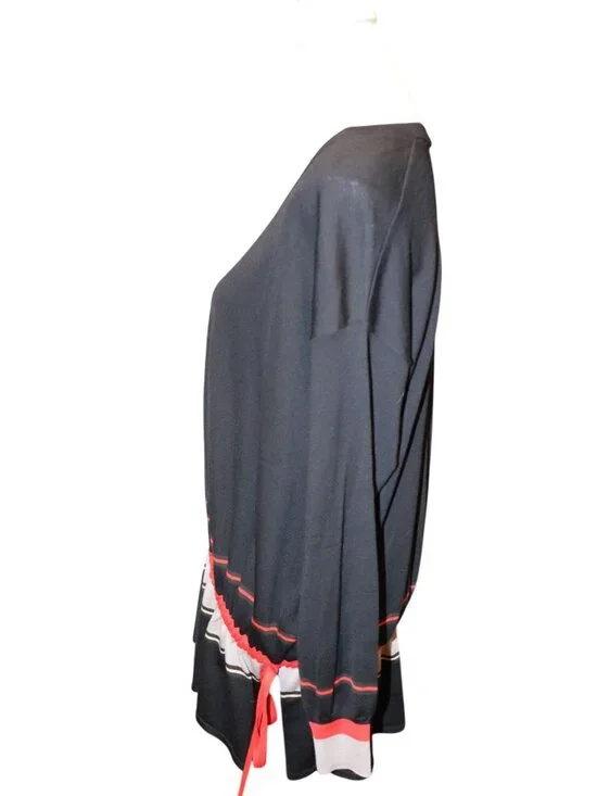 Givenchy Black Wool Sweater With Red & Beige Striped Details And Adjustable Wais - Picture 3 of 6